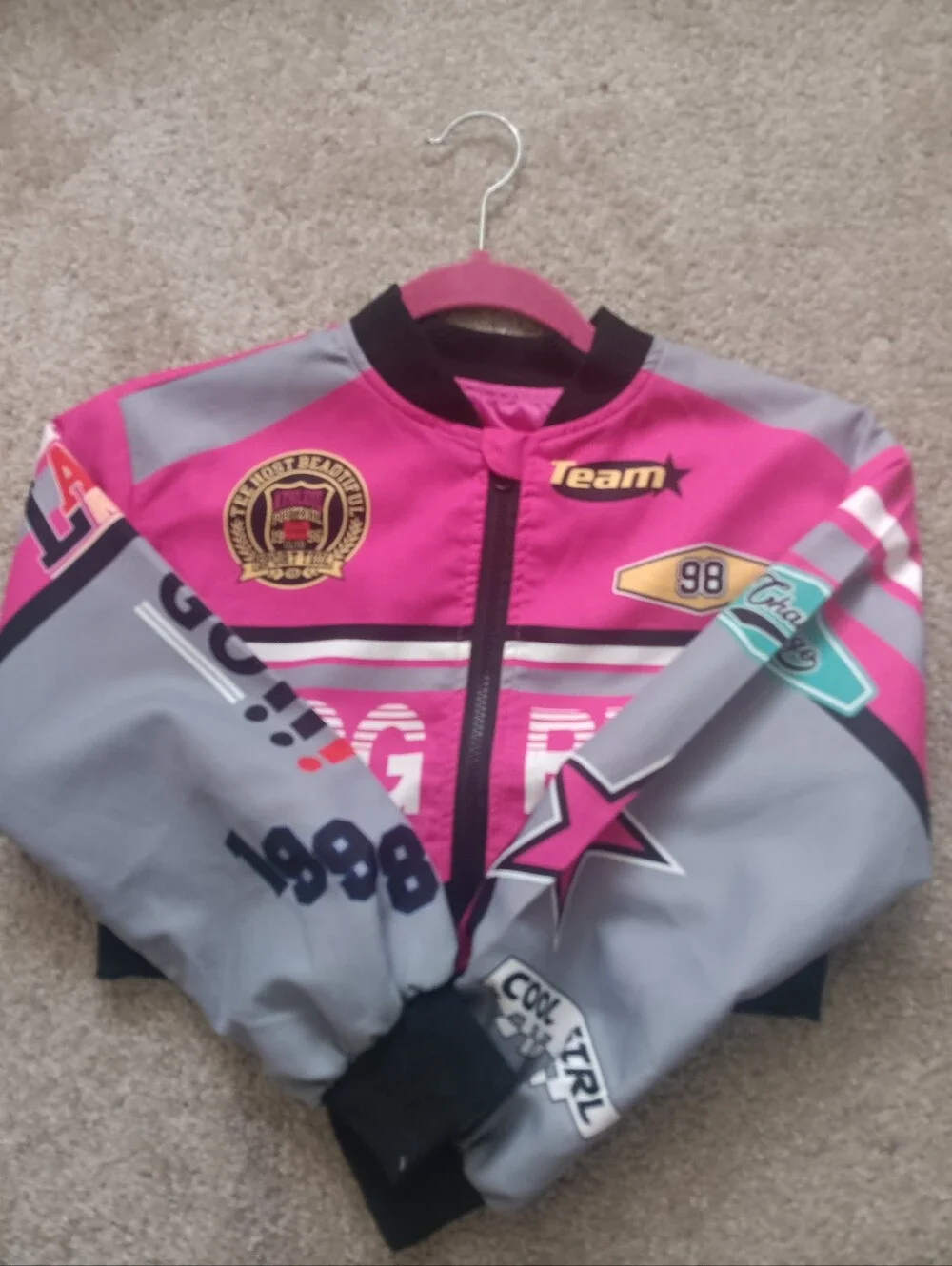 Kids' Pink & Gray Team Graphic Jacket - Brand
